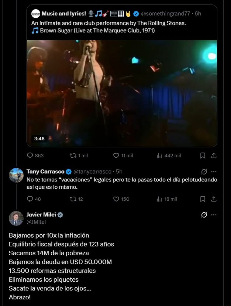 El tenso cruce de Milei en X El tenso cruce de Milei en X