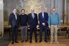 Miguel Ángel Pichetto, Maximiliano Ferraro, José Luis Espert, Gerardo Morales y Eduardo Macchiavelli en la presentación Foto: Prensa Juntos por el Cambio