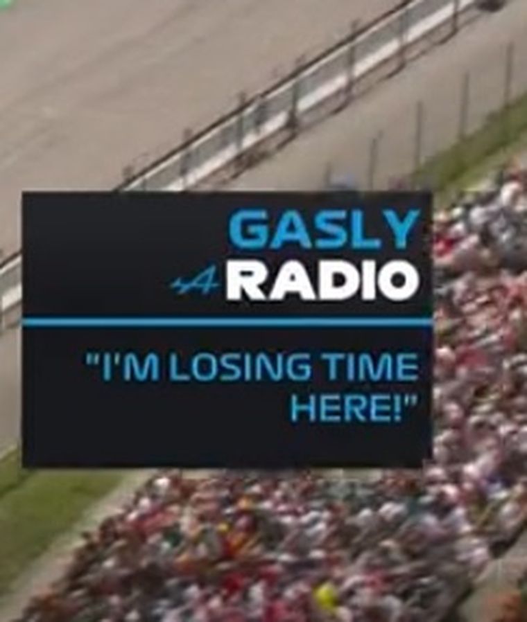 El pedido de Pierre Gasly por radio durante las primeras vueltas en Montmeló. El pedido de Pierre Gasly por radio durante las primeras vueltas en Montmeló.