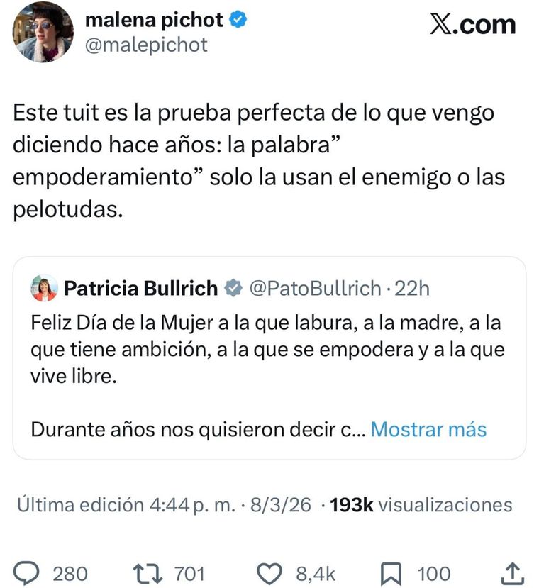 La respuesta de la actriz. La respuesta de la actriz.