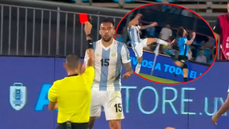 Nico González vio la roja por una fuerte entrada a Nández. Foto: Captura TyC Sports