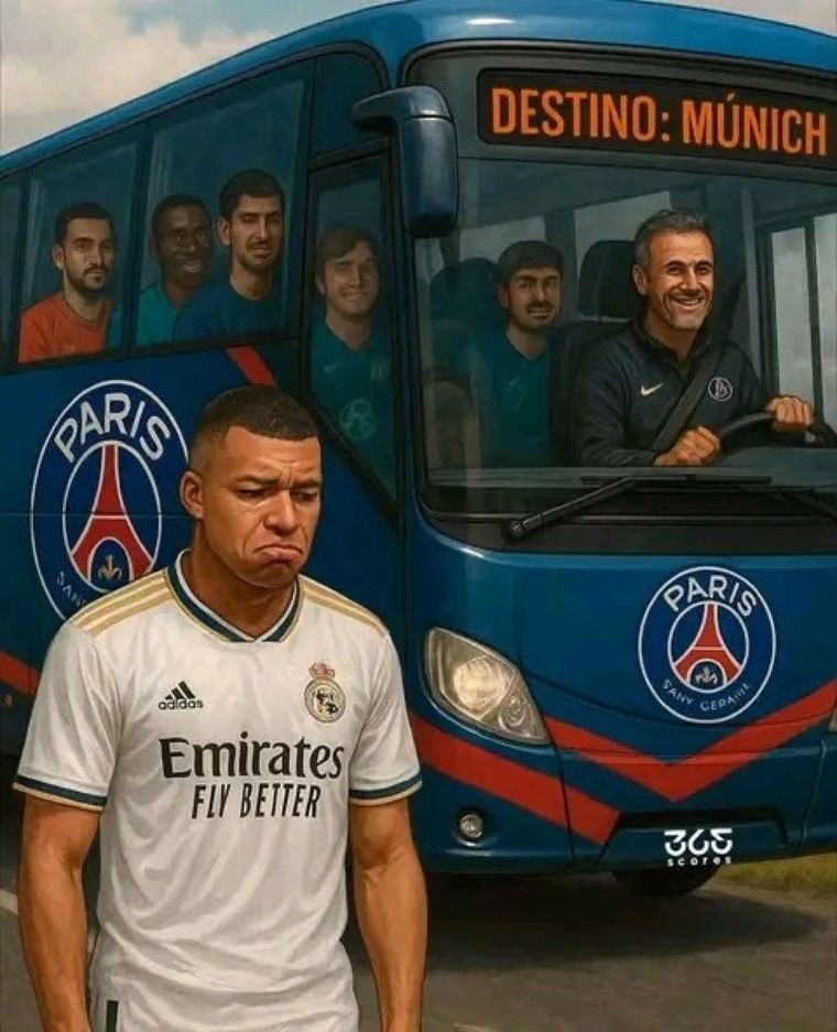 Kylian Mbappé fue uno de los principales blancos de las burlas, especialmente por su decisión de dejar el PSG para buscar la Champions en el Real Madrid. Foto: Redes