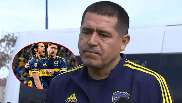 Juan Román Riquelme volvió a bancar públicamente a Edinson Cavani y lo llenó de elogios.