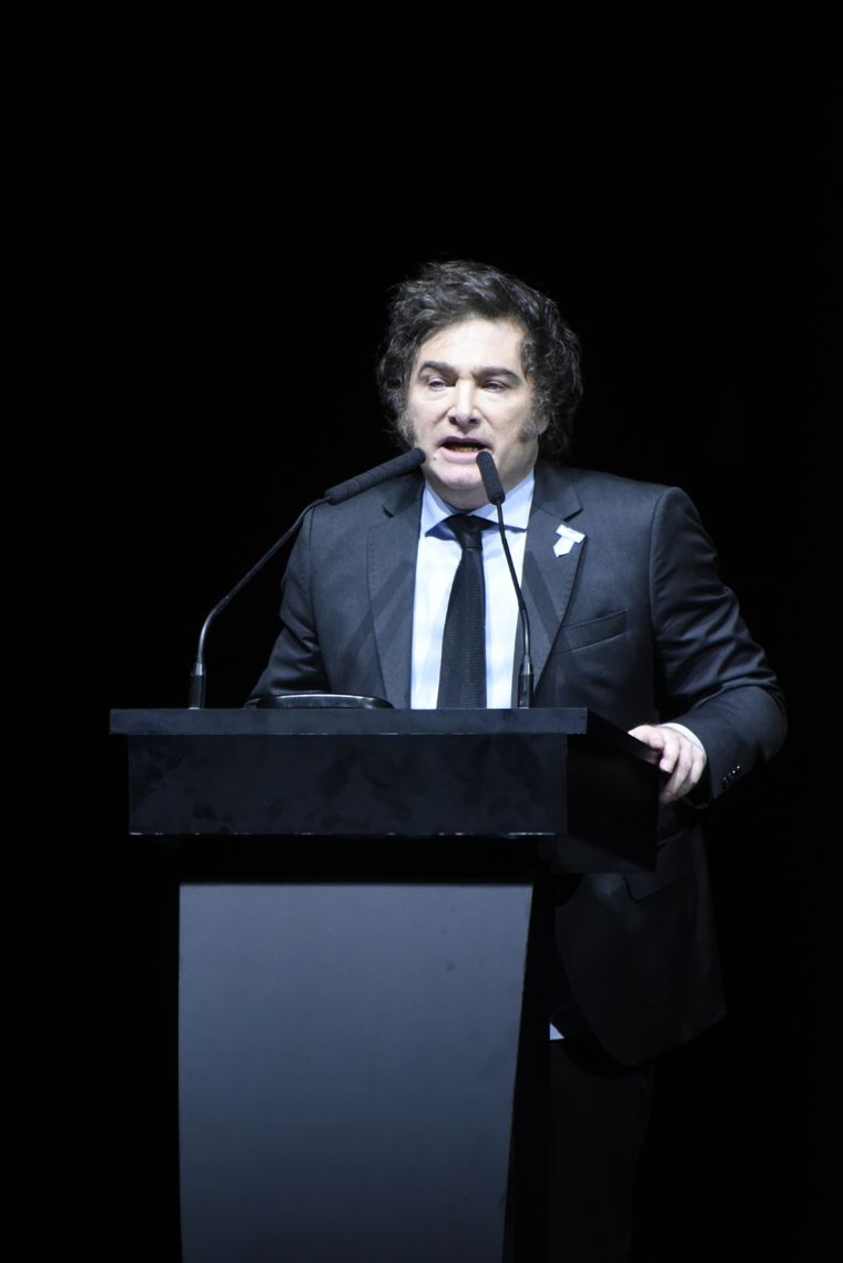 Javier Milei finalizó su presentación en el Luna Park con una canción de Bersuit Vergarabat. Foto: Juan Mateo Aberastain/MDZ