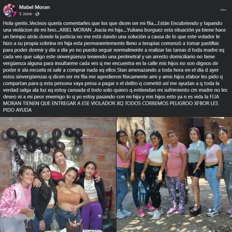 El relato de la madre de la víctima en redes sociales. El relato de la madre de la víctima en redes sociales.