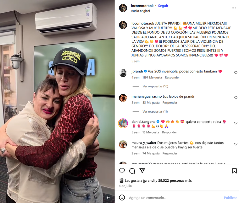 El video de la Locomotora con Julieta Prandi que se volvió viral tras la condena. Foto: captura de pantalla Instagram/ @locomotoraok. El video de la Locomotora con Julieta Prandi que se volvió viral tras la condena. Foto: captura de pantalla Instagram/ @locomotoraok.