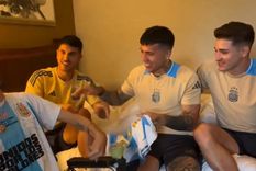 Julián Álvarez, Exequiel Palacios y Enzo Fernández compartieron un emotivo encuentro con Juancito, un hincha de River que vive en Miami. Foto: Captura @messias305miami