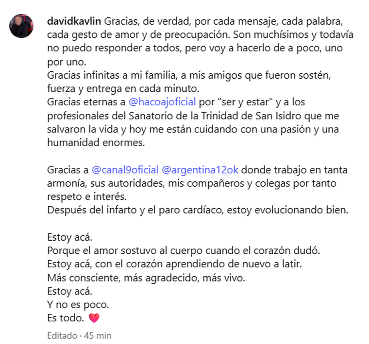 Emotivo escrito de David Kavlin. Emotivo escrito de David Kavlin. 