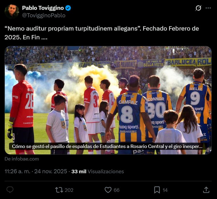 La respuesta de Pablo Toviggino a Estudiantes.