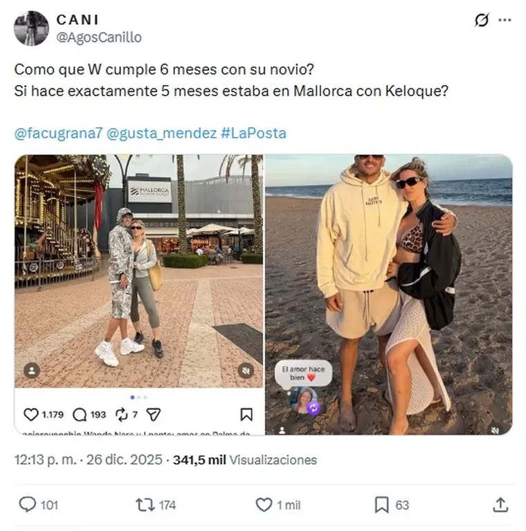 El posteo de la usuaria @AgosCanillo que desató la controversia viral por la cronología del romance. El posteo de la usuaria @AgosCanillo que desató la controversia viral por la cronología del romance.