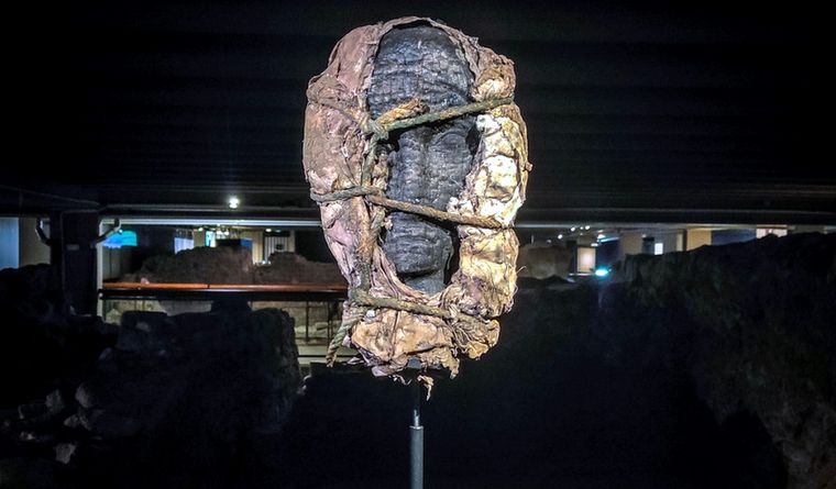 Una cabeza de estatua exhibida en la muestra de París. Foto: DansLaSeine.