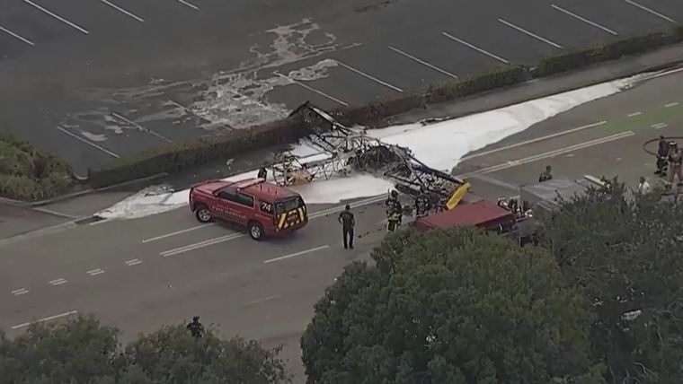La aeronave quedó totalmente destruida tras el impacto Foto: Noticias Argentinas