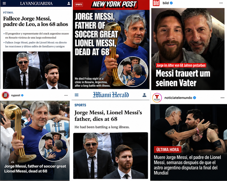 La muerte de Jorge Messi, padre y representante del astro de fútbol, generó una fuerte repercusión en medios internacionales&nbsp;