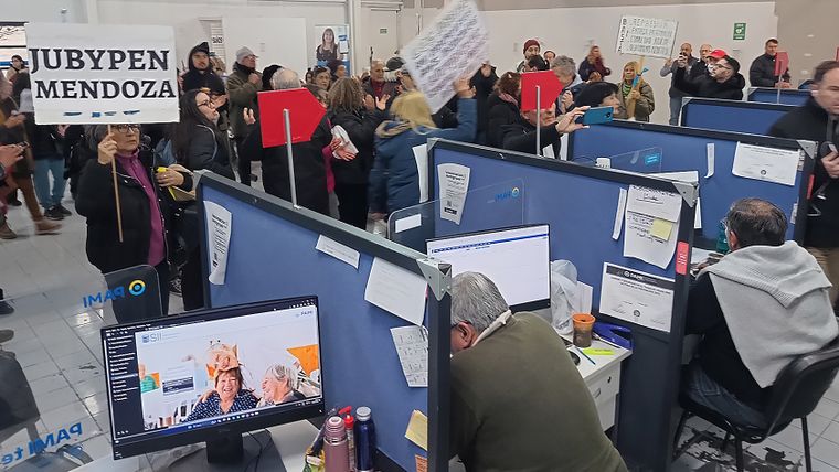 La marcha de los empleados del PAMI.&nbsp;