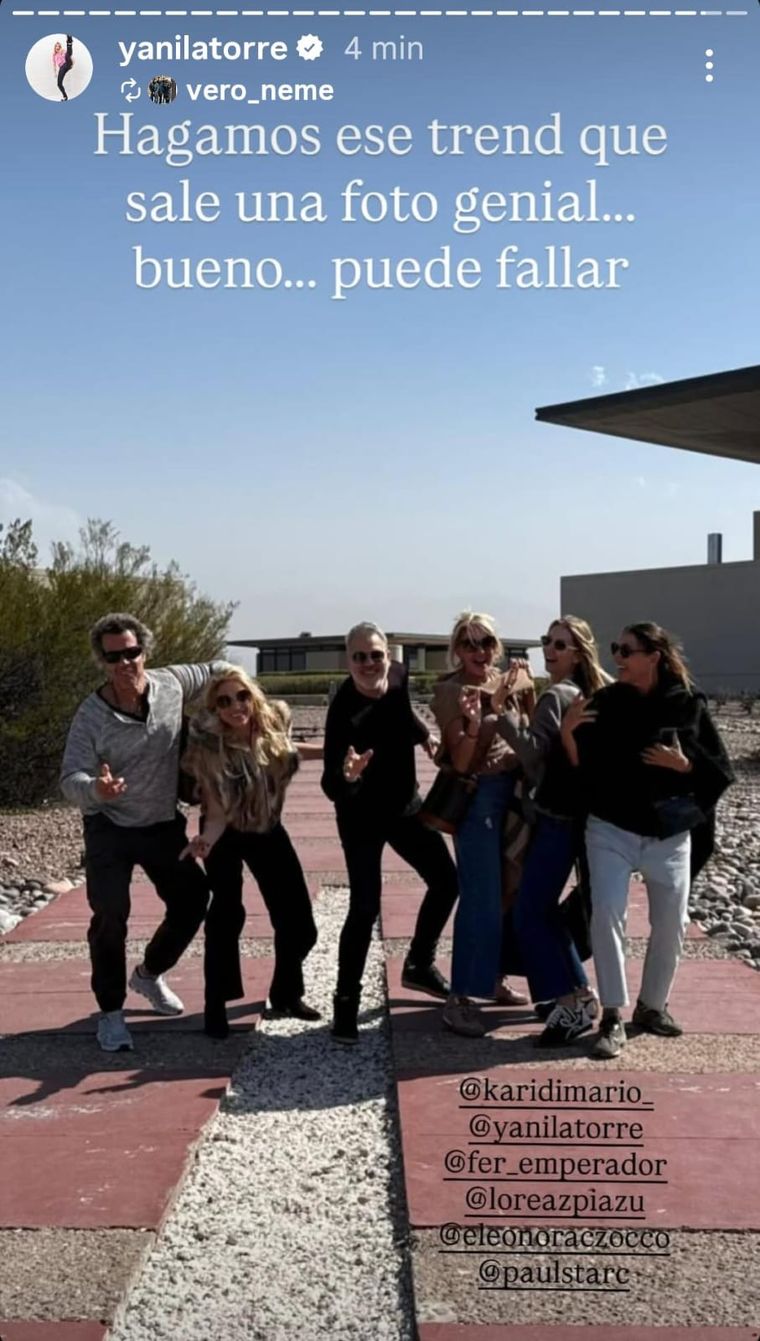 Los caminos del vino siguen haciendo vibrar a Yanina Latorre, su marido y los 4 matrimonios con los que arribaron a Mendoza. Los caminos del vino siguen haciendo vibrar a Yanina Latorre, su marido y los 4 matrimonios con los que arribaron a Mendoza.