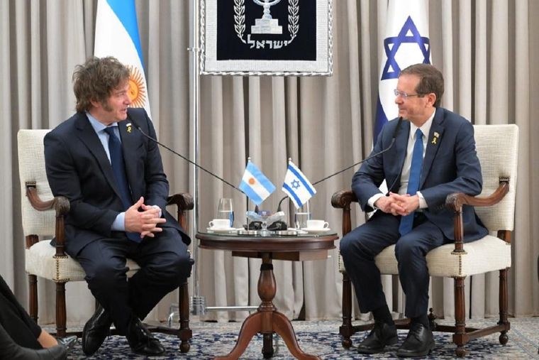 Javier Milei se reunió con el presidente israelí, Isaac Hezrog Foto: Prensa Presidencia de la Nación