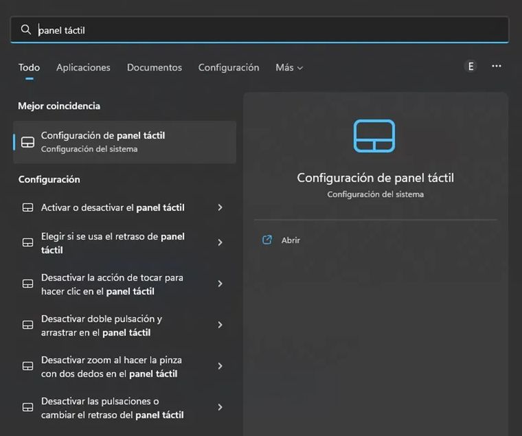 Para empezar, abr&iacute; Configuraci&oacute;n y segu&iacute; la ruta Bluetooth y dispositivos > Panel t&aacute;ctil (tambi&eacute;n pod&eacute;s buscar 'Preferencias del panel t&aacute;ctil' en la barra de b&uacute;squeda).