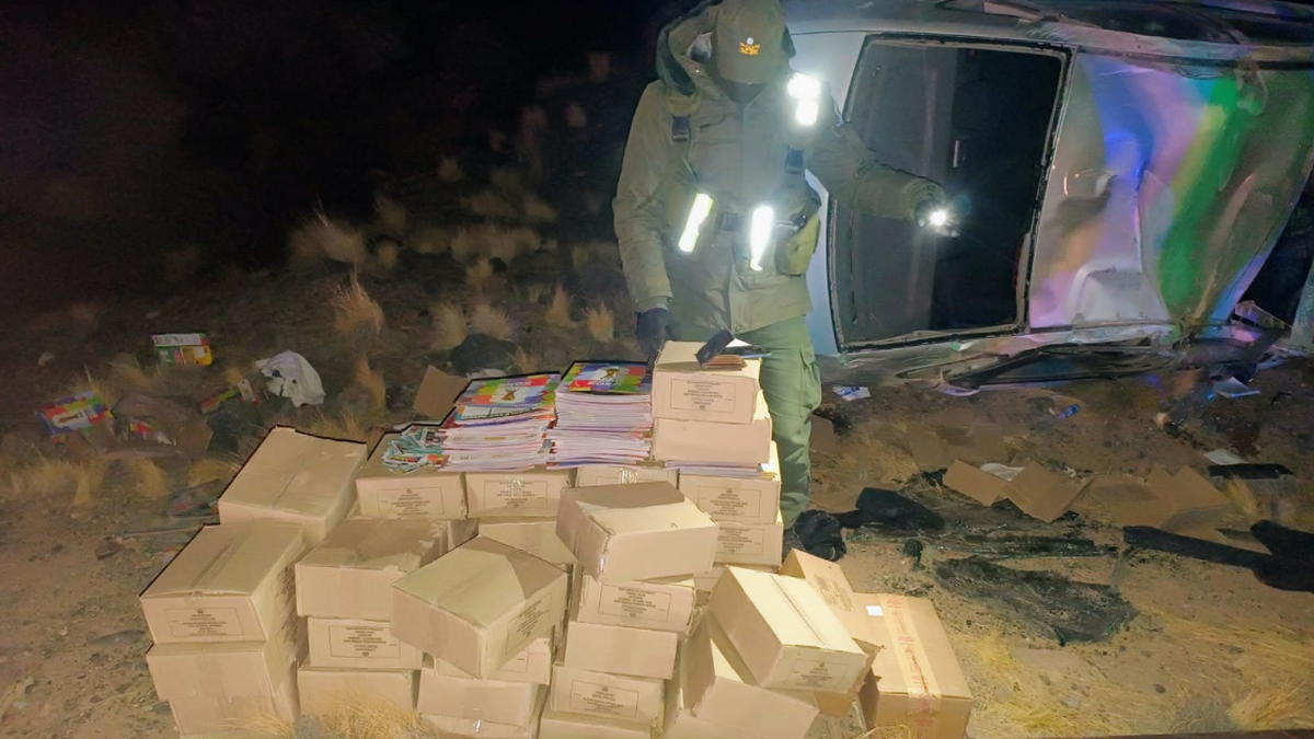 Manejaba ebrio, huyó de Gendarmería y volcó con una carga de álbumes y figuritas del Mundial