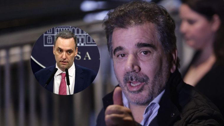 El jefe de Gabinete, Manuel Adorni; y el titular del bloque de diputados del PRO, Cristian Ritondo.