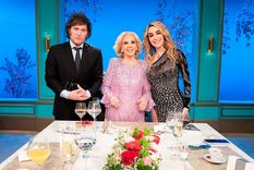 Gran regreso. Mirtha Legrand, Javier Milei y Fátima Flores. Foto: Storylab