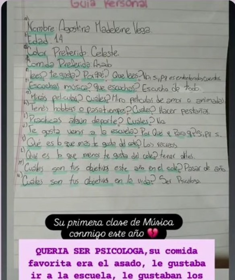 La carta de Agostina que salió a la luz. La carta de Agostina que salió a la luz.