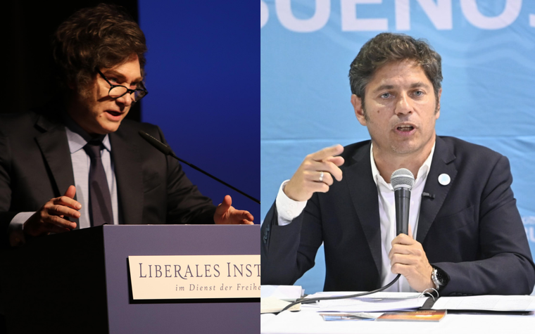 Javier Milei pisará tierra de Axel Kicillof la semana próxima. Foto: Montaje MDZ