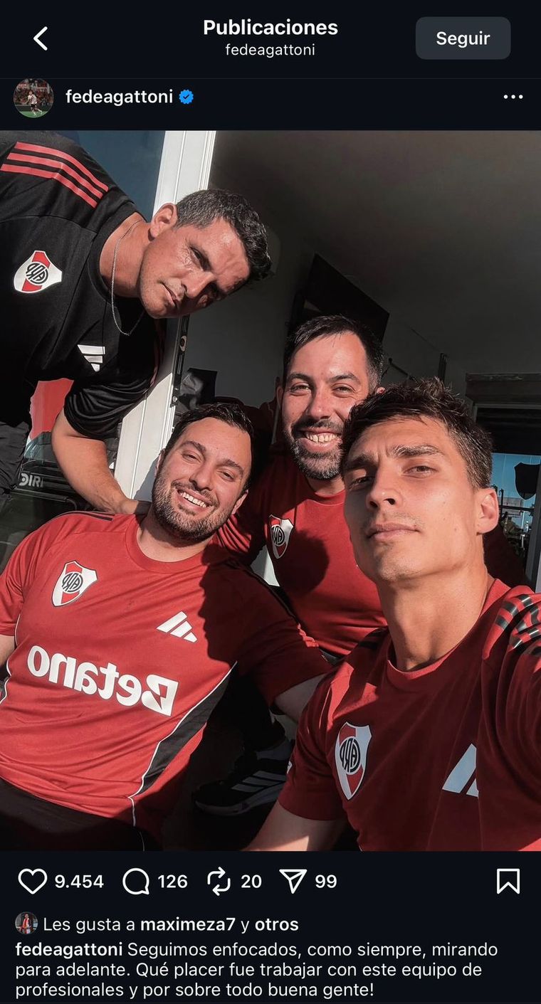 El posteo de despedida de Federico Gattoni en River: no hizo mención a Gallardo. El posteo de despedida de Federico Gattoni en River: no hizo mención a Gallardo.