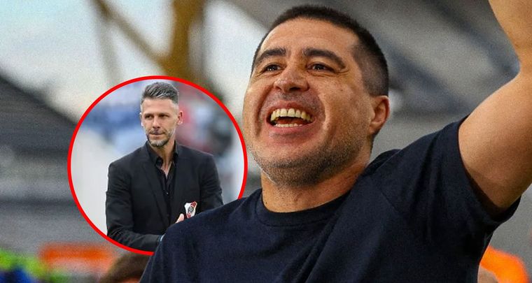 Riquelme y el dardo a Demichelis. Foto: MDZ