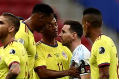 Yerry Mina y Messi durante la semi de la Copa América. Foto: TyC Sports Yerry Mina y Messi durante la semi de la Copa América. Foto: TyC Sports