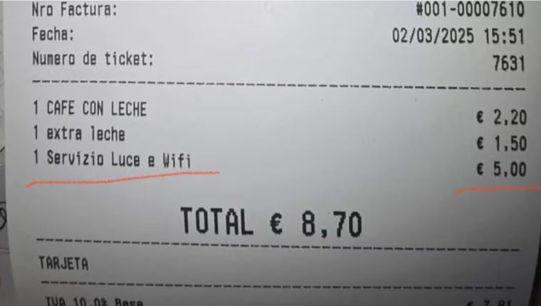 El ticket fue publicado por el usuario de X @soycamarero. El ticket fue publicado por el usuario de X @soycamarero.