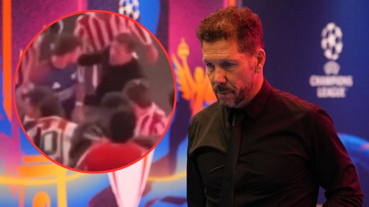 Simeone cruce con Ben White. Foto: Liga de Campeones y video MARCA