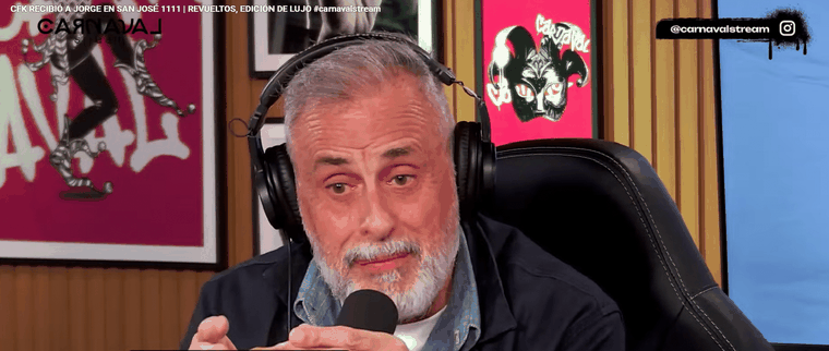 Jorge Rial y una llamativa denuncia contra el entorno de Javier Milei. Foto: captura de video Carnaval Stream.