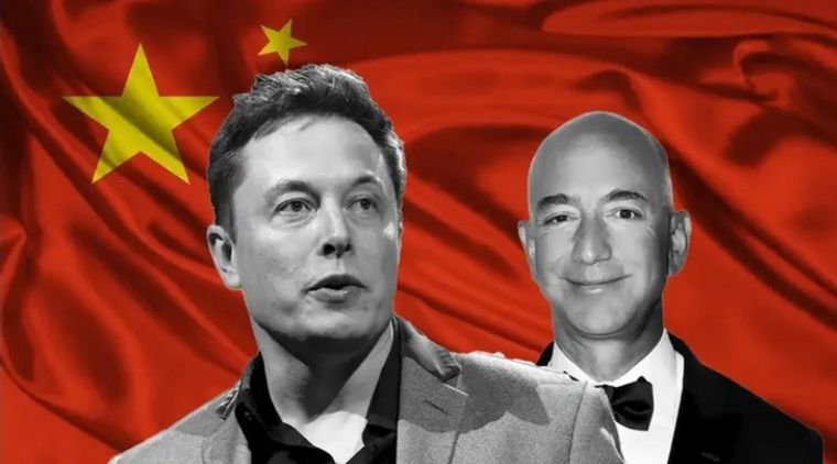 Musk y Bezos, ante el telón de China. Foto: Hipertextual.