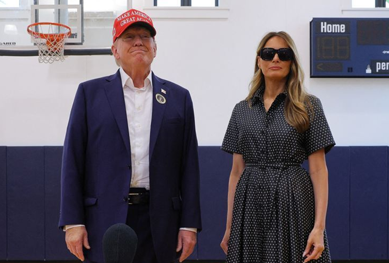 Donald Trump fue a votar en compañía de Melania. Foto: X
