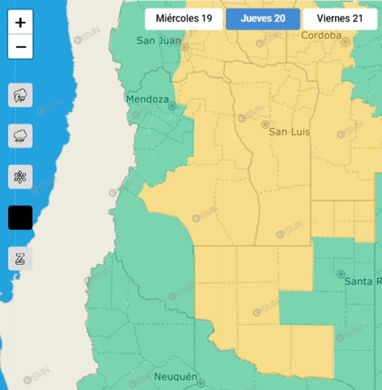 El SMN emitió un alerta por vientos fuertes para este jueves en Mendoza. El SMN emitió un alerta por vientos fuertes para este jueves en Mendoza.