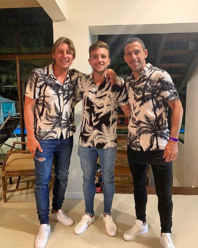 Gabriel Heinze, la víctima del accidente y Maximiliano Rodríguez. Foto: Instagram.