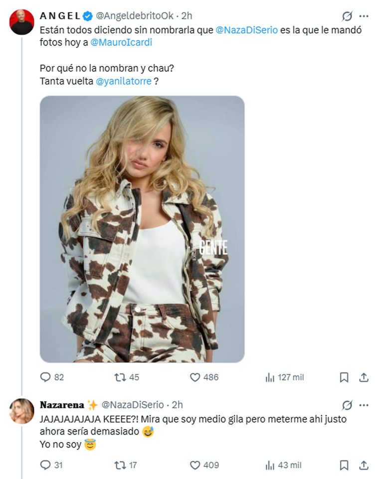 La respuesta de Nazarena Di Serio. La respuesta de Nazarena Di Serio.