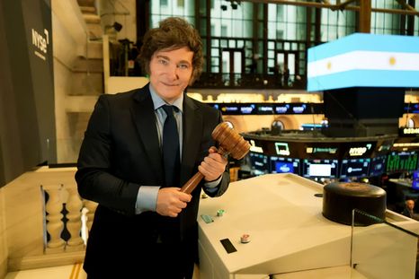 Javier Milei durante su vistita a Wall Street Foto: Noticias Argentinas