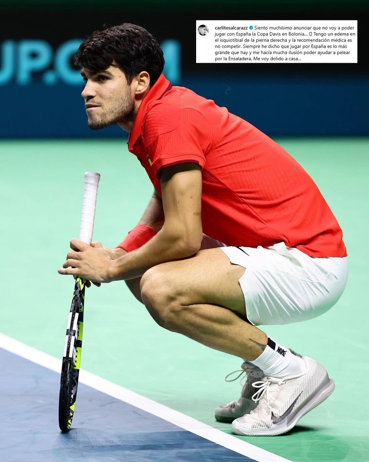 El mensaje de Carlos Alcaraz en su cuenta de Instagram. El mensaje de Carlos Alcaraz en su cuenta de Instagram.