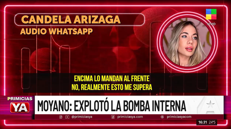 Candela Arizaga contra Facundo Moyano. Candela Arizaga contra Facundo Moyano.