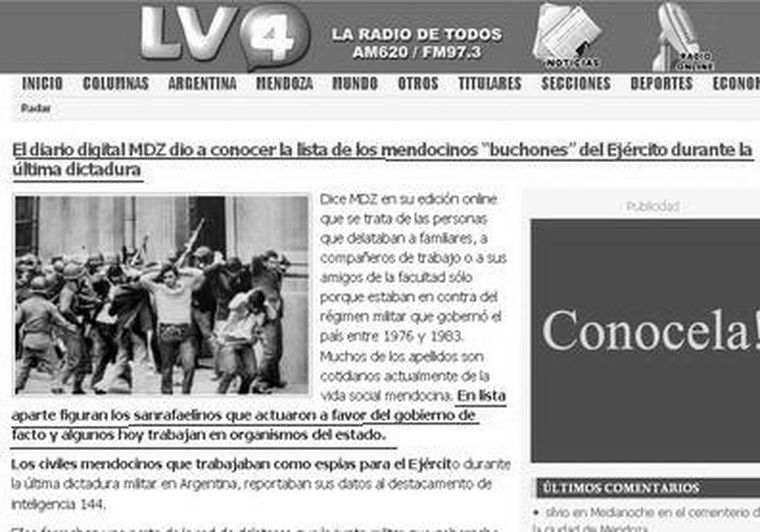 El propio portal de LV4 replicó la noticia de MDZ.