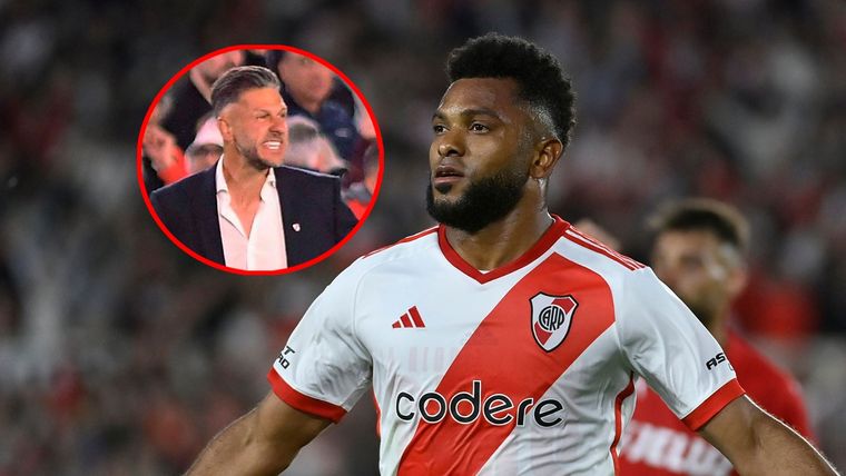 Borja, autor de un doblete, le hizo un pícaro pedido a Demichelis tras la goleada de River Foto: River Plate