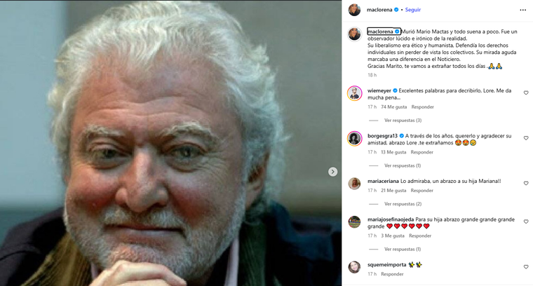 La despedida de Lorena Maciel en Instagram. Foto: captura de pantalla Instagram/ @maclorena. La despedida de Lorena Maciel en Instagram. Foto: captura de pantalla Instagram/ @maclorena.