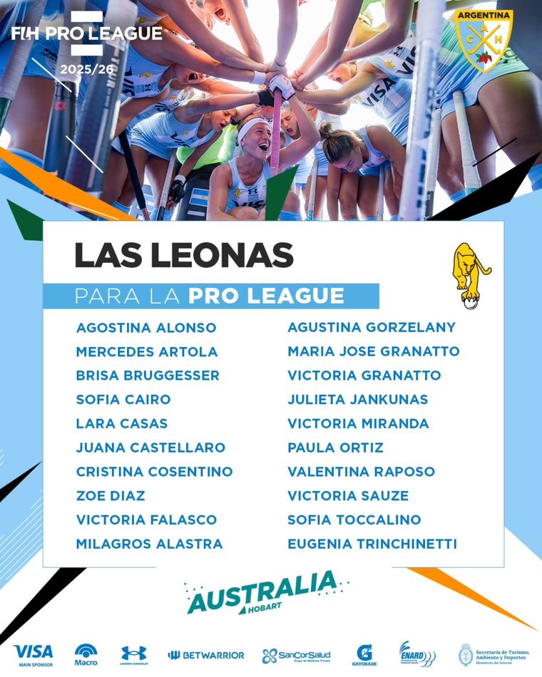 Con 19 años, la mendocina Milagros Alastra fue convocada por primera vez a Las Leonas para disputar la Pro League 2025-26 en Australia. Con 19 años, la mendocina Milagros Alastra fue convocada por primera vez a Las Leonas para disputar la Pro League 2025-26 en Australia.