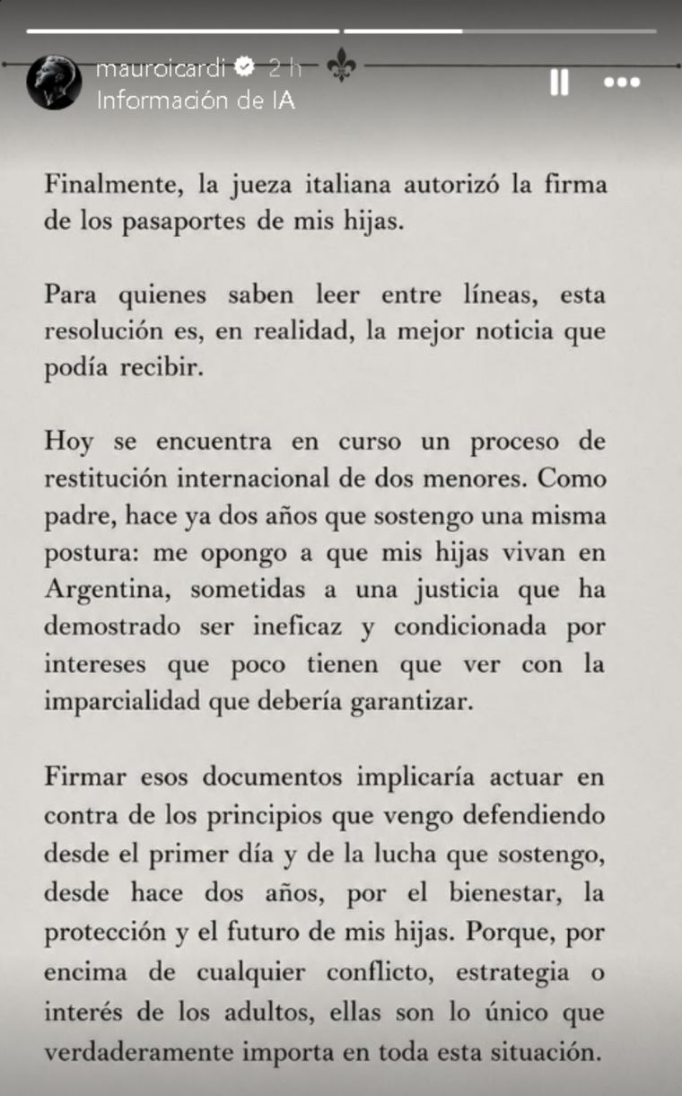 El comunicado del deportista en Instagram. El comunicado del deportista en Instagram.