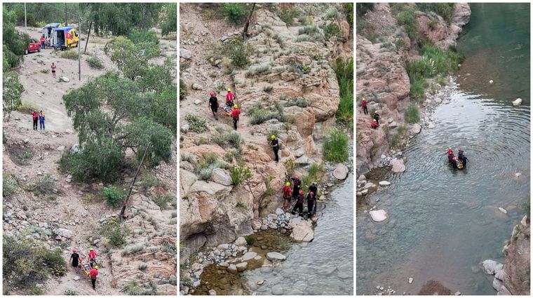 Las tareas de los rescatistas en Cacheuta. Las tareas de los rescatistas en Cacheuta.