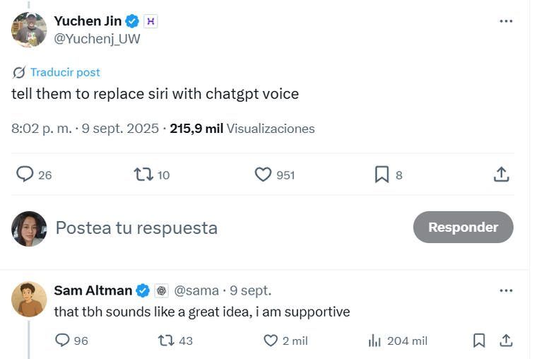 Sam Altman sugiere una colaboración inminente entre ChatGPT y Apple para potenciar la inteligencia artificial de Siri. Sam Altman sugiere una colaboración inminente entre ChatGPT y Apple para potenciar la inteligencia artificial de Siri.