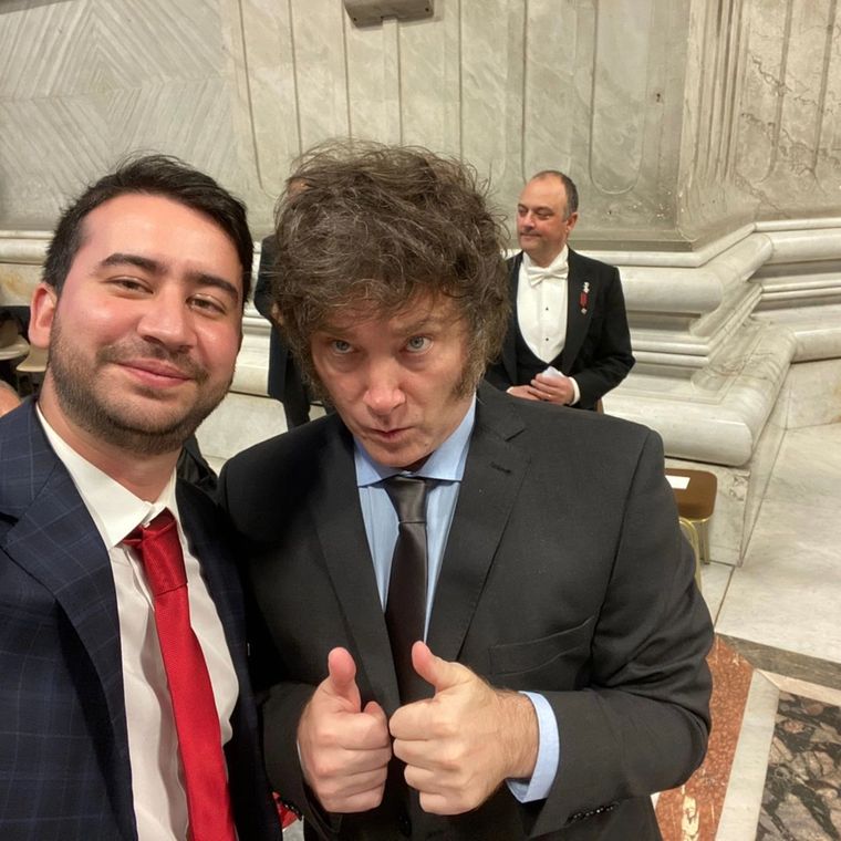 El flamante secretario de Culto y Civilización, Nahuel Sotelo, y el presidente Javier Milei. Foto: X - Nahuel Sotelo