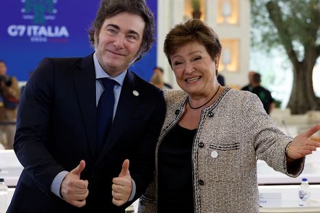 El presidente Javier Milei y la titular del FMI, Kristalina Georgieva. El presidente Javier Milei y la titular del FMI, Kristalina Georgieva.