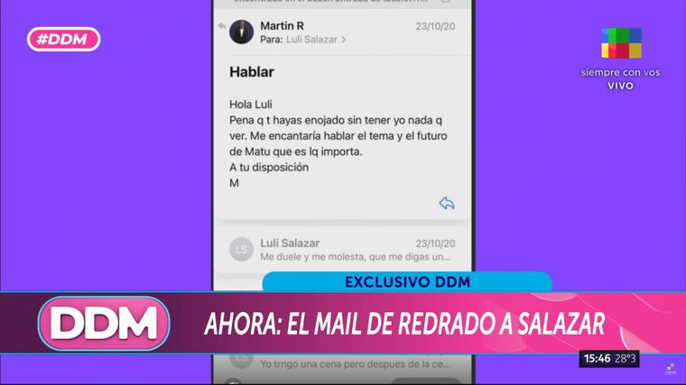 El correo electrónico que le envió el empresario a la modelo. El correo electrónico que le envió el empresario a la modelo.